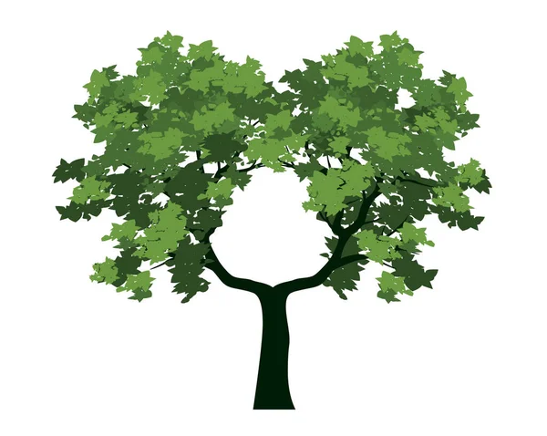 Yaprakları Olan Yeşil Bir Ağaç Vektör Özet Çizimi — Stok Vektör