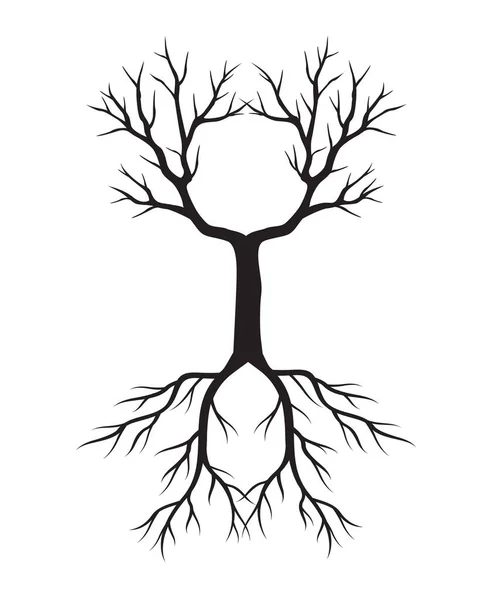 Black Tree Roots Vector Outline Illustration — Vector de stock