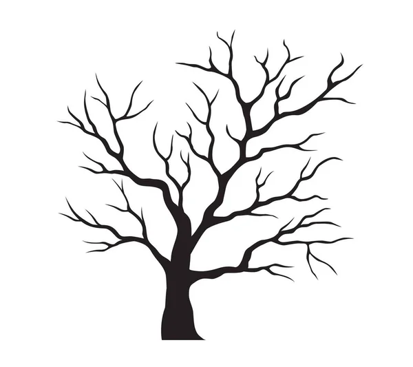 Форма Старого Чёрного Дерева Листьев Векторный Контур Иллюстрации Посадить Саду — стоковый вектор