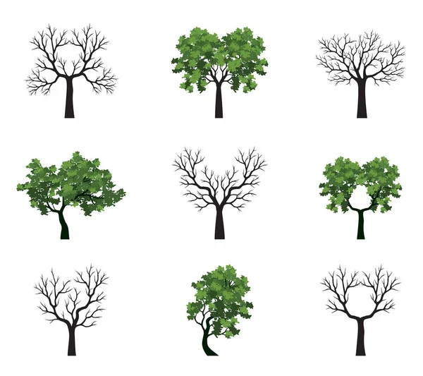 Vorm Van Groene Bomen Vector Overzicht Illustratie Plant Tuin — Stockvector