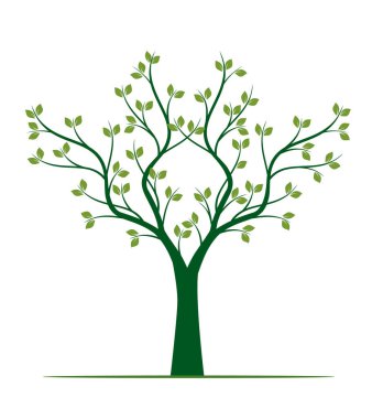 Yeşil yapraklı Bahar Ağacı şekli. Vektör taslağı çizimi. Bahçede Bitki.