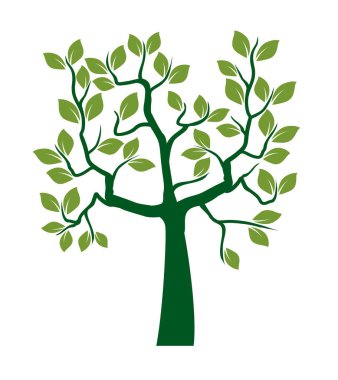 Shape of Green Tree with Leaves. Vector outline Illustration. Plant in Garden.