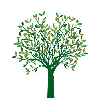 Shape of Green Tree with Leaves. Vector outline Illustration. Plant in Garden.