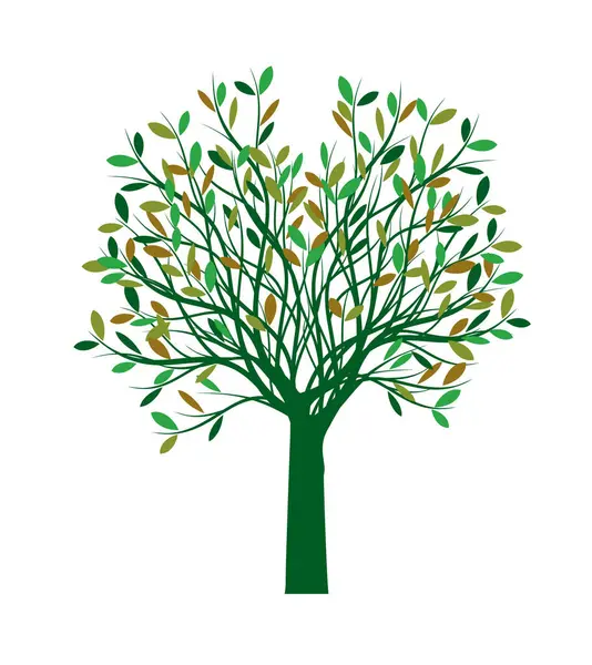 Shape of Green Tree with Leaves. Vector outline Illustration. Plant in Garden.