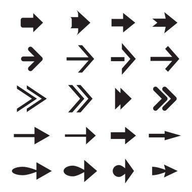 Siyah vektör okları kümesi.
