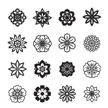 Siyah çizgili çiçek simgesini ayarla. Özet çizimi