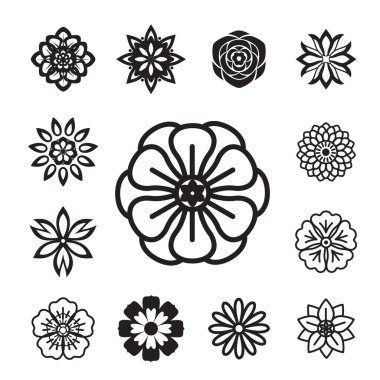 Siyah çizgili çiçek simgesini ayarla. Özet çizimi