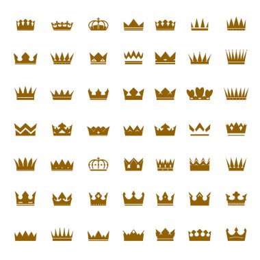 Altın vektör kron ve simgeler kümesi