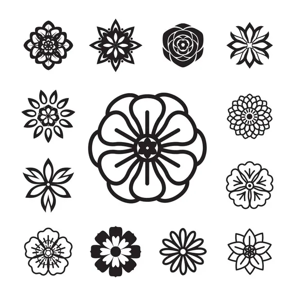 Siyah çizgili çiçek simgesini ayarla. Özet çizimi