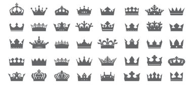 Gri taçlar takın. Taslak Simgeleri izole edildi.