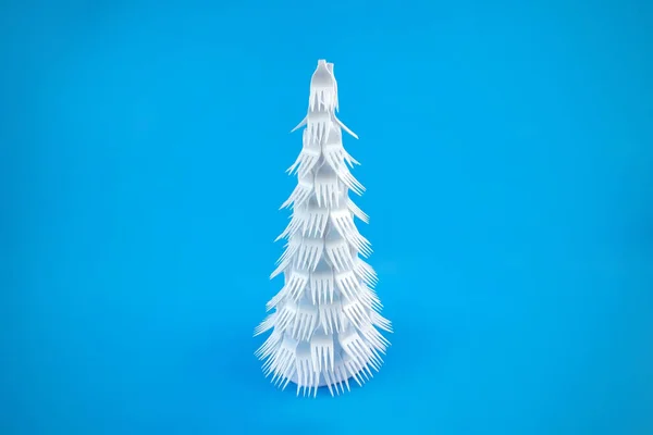 Comment Faire Arbre Noël Créatif Partir Fourchettes Jetables Plastique Cours — Photo