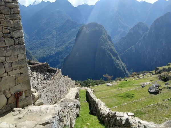 Machu Picchu Inca Bouwruïnes Bergen — Stockfoto
