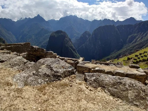 Machu Picchu Dağlarda Nka Inşaat Kalıntıları — Stok fotoğraf