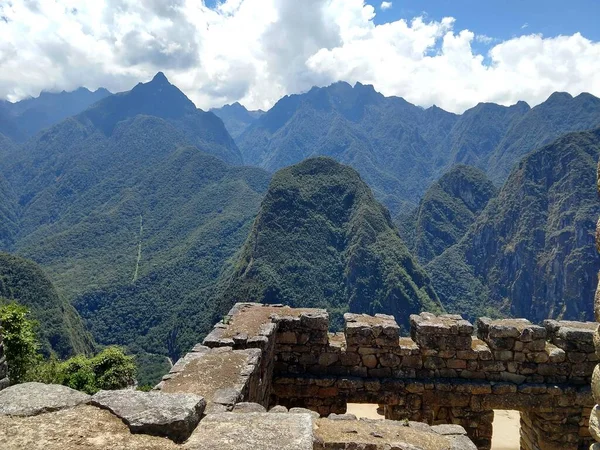 Machu Picchu Dağlarda Nka Inşaat Kalıntıları — Stok fotoğraf
