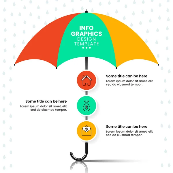 Simgeli Bilgi Şablonu Seçenek Veya Adım Şemsiye Akışı Düzeni Diyagram — Stok Vektör