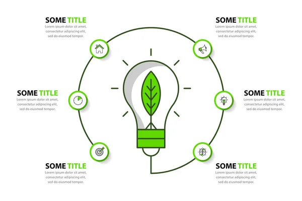 Infographic Template Icons Options Steps Green Energy Can Used Workflow — Stock Vector