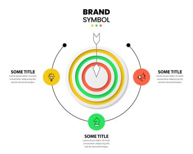 Infographic template with icons and 3 options or steps. Dartboard. Can be used for workflow layout, diagram, banner, webdesign. Vector illustration