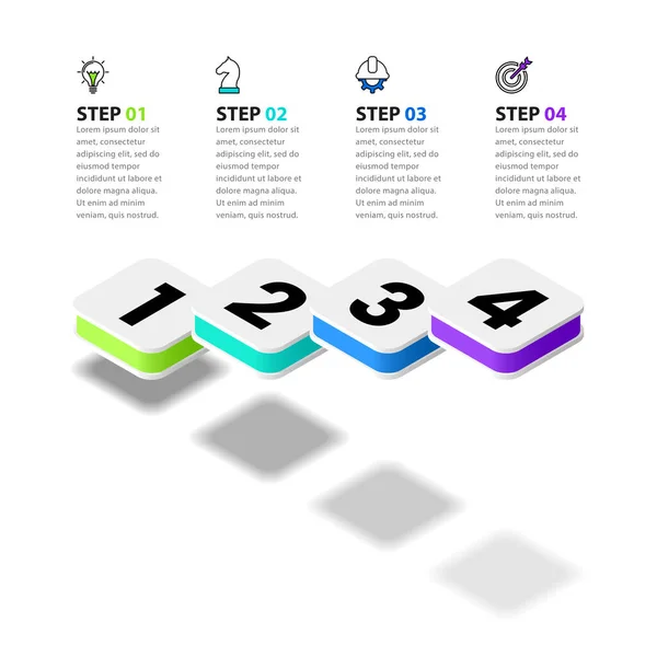 Infografik Vorlage Mit Symbolen Und Optionen Oder Schritten Schwebetreppen Kann — Stockvektor