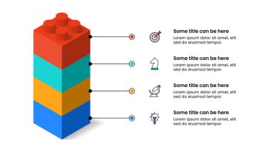 Simgeli bilgi şablonu ve 4 seçenek veya adım. Küpler. İş akışı düzeni, diyagram, pankart, web tasarımı için kullanılabilir. Vektör illüstrasyonu