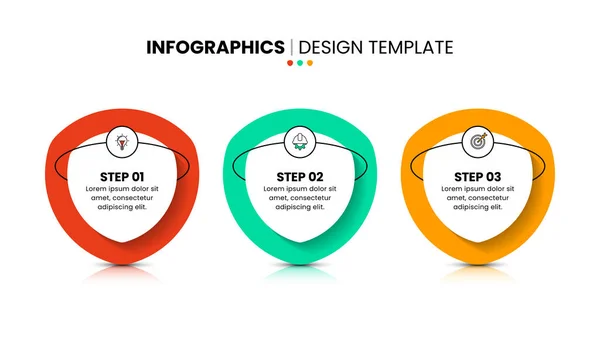 Infographic Template Icons Options Steps Three Banners Can Used Workflow — Stock Vector