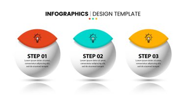 Simgeli bilgi şablonu ve 3 seçenek veya adım. Taşaklar. İş akışı düzeni, diyagram, pankart, web tasarımı için kullanılabilir. Vektör illüstrasyonu