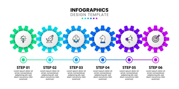 Infographic Template Icons Options Steps Gears Row Can Used Workflow — Stock Vector