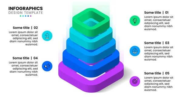 Modèle Infographie Avec Icônes Options Étapes Pyramide Peut Être Utilisé — Image vectorielle