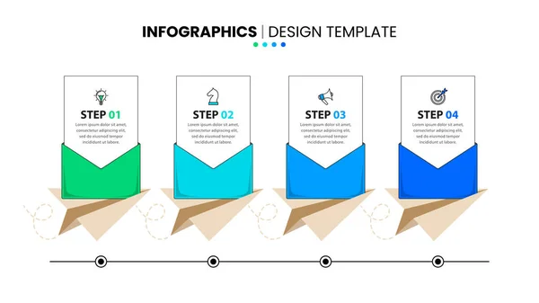 Infographic Template Icons Options Steps Email Marketing Concept Can Used — Stock Vector