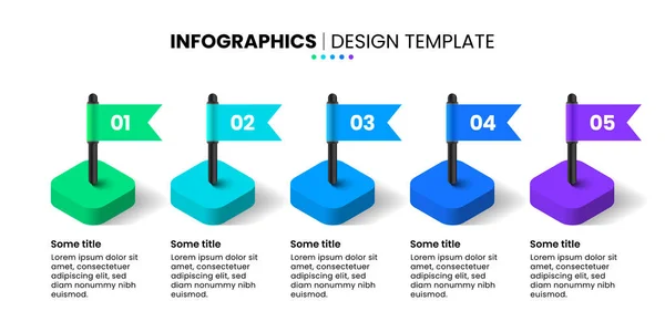 Infographic Template Επιλογές Βήματα Σημαίες Μπορεί Χρησιμοποιηθεί Για Διάταξη Ροής — Διανυσματικό Αρχείο