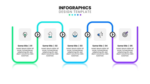 Infografische Template Met Pictogrammen Opties Stappen Verbonden Rechthoeken Kan Gebruikt — Stockvector