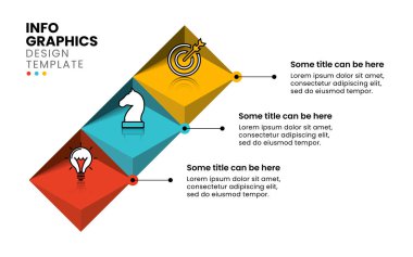 Simgeli bilgi şablonu ve 3 seçenek veya adım. Soyut merdiven. İş akışı düzeni, diyagram, pankart, web tasarımı için kullanılabilir. Vektör illüstrasyonu