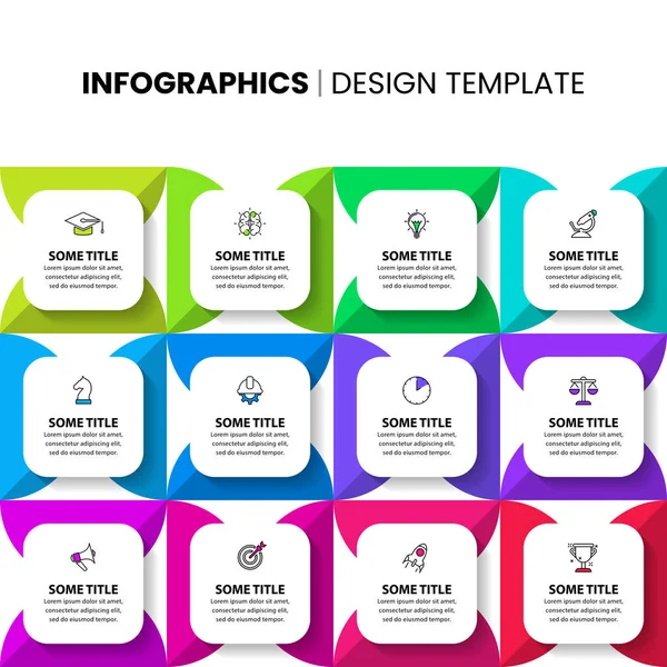 Modèle Infographie Avec Des Icônes Options Étapes Des Carrés Abstraits — Image vectorielle