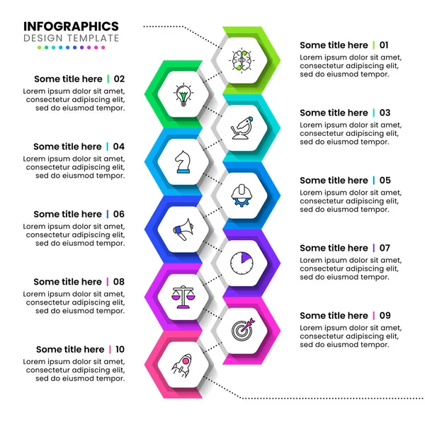 Modèle Infographie Avec Icônes Options Étapes Des Hexagones Peut Être — Image vectorielle
