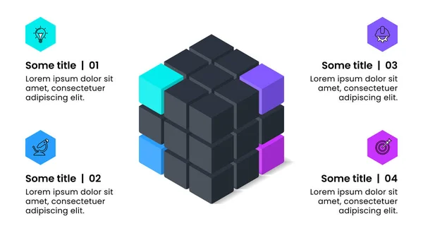 Infographic Template Icons Options Steps Isometric Cube Can Used Workflow — Stock Vector