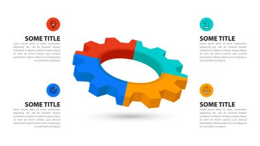 Infographic template with icons and 4 options or steps. Gear. Can be used for workflow layout, diagram, banner, webdesign. Vector illustration