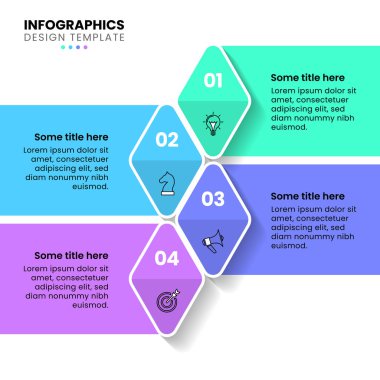 Simgeli bilgi şablonu ve 4 seçenek veya adım. Soyut Şekiller. İş akışı düzeni, diyagram, pankart, web tasarımı için kullanılabilir. Vektör illüstrasyonu