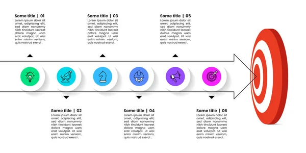 Infographic Template Icons Options Steps Dartboard Can Used Workflow Layout — Stockový vektor