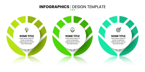 Plantilla Infográfica Con Iconos Opciones Pasos Circulos Verdes Puede Utilizar Ilustración De Stock