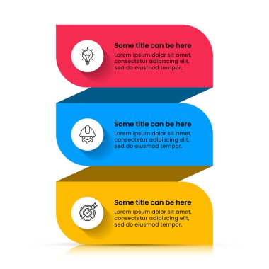 Simgeli bilgi şablonu ve 3 seçenek veya adım. Pankart. İş akışı düzeni, diyagram, pankart, web tasarımı için kullanılabilir. Vektör illüstrasyonu