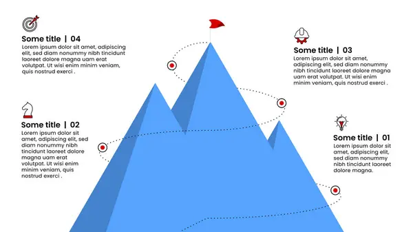 Plantilla Infográfica Con Iconos Opciones Pasos Montaña Puede Utilizar Para Vector de stock