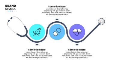 Infographic template with icons and 3 options or steps. Stethoscope. Can be used for workflow layout, diagram, banner, webdesign. Vector illustration