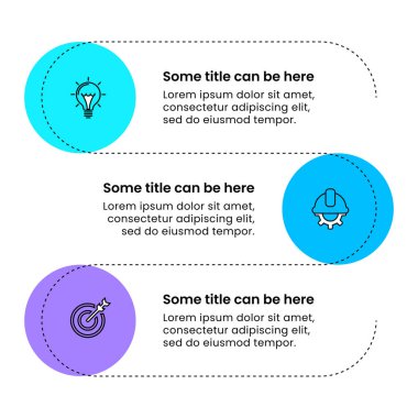 Simgeli bilgi şablonu ve 3 seçenek veya adım. Çizgi. İş akışı düzeni, diyagram, pankart, web tasarımı için kullanılabilir. Vektör illüstrasyonu