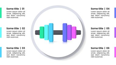 6 seçenek ya da adımlı bilgi şablonu. Ahmak. İş akışı düzeni, diyagram, pankart, web tasarımı için kullanılabilir. Vektör illüstrasyonu