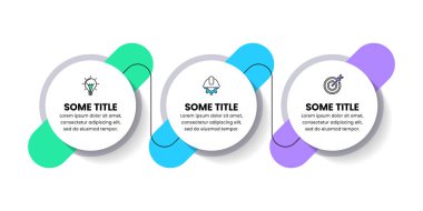 Simgeli bilgi şablonu ve 3 seçenek veya adım. Daireler. İş akışı düzeni, diyagram, pankart, web tasarımı için kullanılabilir. Vektör illüstrasyonu