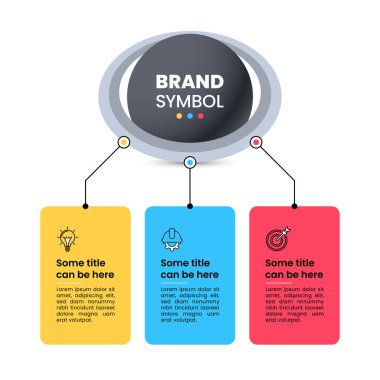 Simgeli bilgi şablonu ve 3 seçenek veya adım. Küre. İş akışı düzeni, diyagram, pankart, web tasarımı için kullanılabilir. Vektör illüstrasyonu