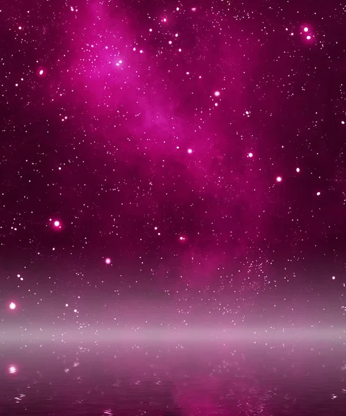 Sotto Cielo Notturno Rosa Atmosfera Serale Eterea — Foto Stock