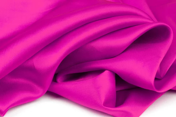 Roze Stof Witte Achtergrond Studio Shot Van Zacht Gestructureerd Textiel — Stockfoto