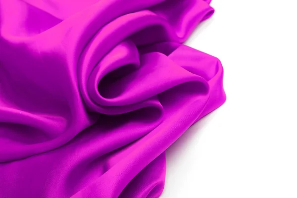 Luxurious Purple Satin Fabric White Background Studio Shot Elegant Silk — Stock Photo, Image