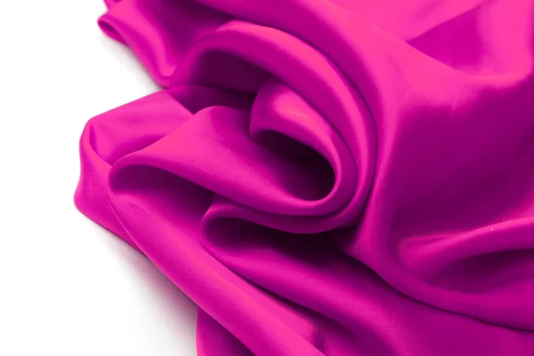 Royal Purple Satin Tyg Ren Vit Bakgrund Studio Skott Elegant — Stockfoto