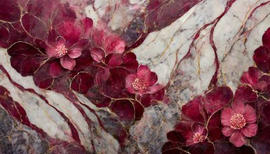 Dramatik Burgundy Bloom: Yükselen Mermer Tasarımı